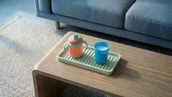 Happitasa Silicone Kitchen Sink Organizer Tray, Sponge Holder and Countertop Protector | Bathroom and Kitchen Soap Dish and Dispenser Tray (Pistachio, 9"x3.5", 5.6 Ounces)