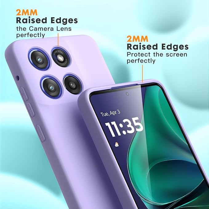Case for Motorola Moto G Stylus 5G 2025, 2 Pack Tempered Glass Screen Protectors, Soft TPU Liquid Silicone Shockproof Gel Case-Light Lilac