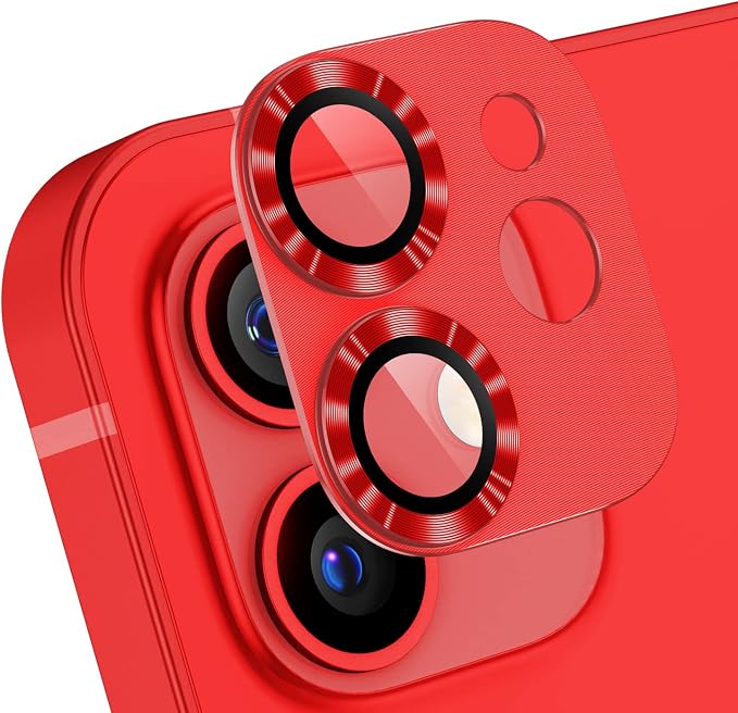 AFARER [2 Pack for iPhone 12 Mini Camera Lens Protector,Ultra HD Camera Lens Protector,9H Hardness Metal Tempered Glass Len Cover, Anti-Scratch, Case Friendly for iPhone 12 Mini(Red)
