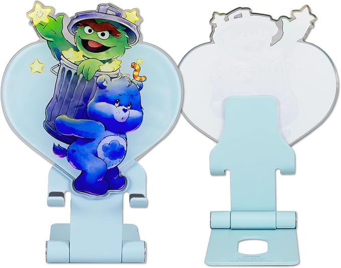 Sonix Character Phone Stand | Adjustable Cell Phone Holder, Desk Stand, Dock | Care Bears x Sesame Street Blue | Grumpy Bear & Oscar the Grouch