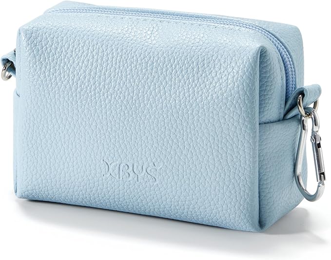 Small Tech Pouch, Waterproof Electronics Travel Case with Carabiner, Compact Cable Organizer Bags & Cases for Chargers, Power Banks, Hard Drives, Earbuds, Cords and Digital Accessories (Blue)