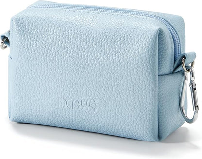 Small Tech Pouch, Waterproof Electronics Travel Case with Carabiner, Compact Cable Organizer Bags & Cases for Chargers, Power Banks, Hard Drives, Earbuds, Cords and Digital Accessories (Blue)