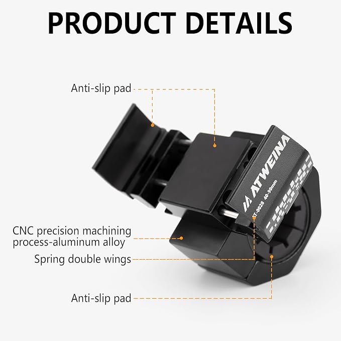 Bike Phone Holder, Motorcycle Phone Mount, Aluminum Alloy Bicycle Handlebar Cell Phone Stand, 360°Rotate Ebike Scooter Phone Clamp Clip, Suitable for 4.5-7.0" Smartphones (Black)