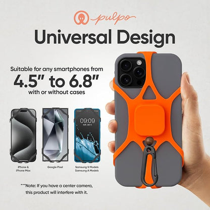 Pulpo Anti Theft Phone Leash with Retractable Dyneema Tether, Secure Phone Leash and Strap for Skiing, Kayak, Travel and Festivals, Fits Smartphones up to 6.8 Inches, Annoying Orange