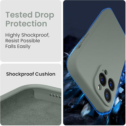 FireNova Designed for iPhone 13 Pro Max Case, Silicone [Camera Protection] Phone Case, Soft Anti-Scratch Microfiber Lining Inside, 6.7 inch, Calke Green
