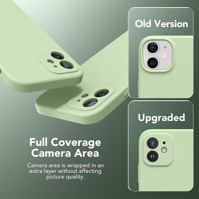 Magnetic for iPhone 12 Case, Compatible with MagSafe, [Full Camera Protection][Screen Protector] Silicone Shockproof Protective Phone Case for iPhone 12 6.1", Matcha