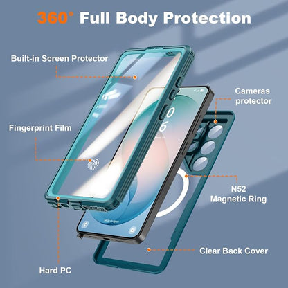 GOLDJU for Samsung Galaxy S26 Ultra Case Waterproof, S26 Ultra Case with Built-in Screen & Lens Protector, Shockproof Full Body Protection Phone Case, Compatible with MagSafe/Wireless Charging, Blue