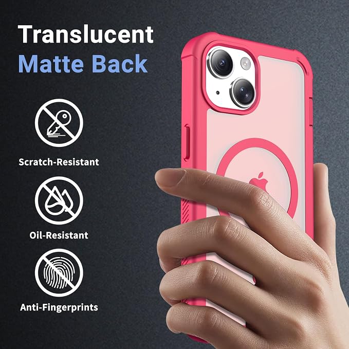 jaroco Magnetic for iPhone 15 Case, [Compatible with MagSafe][Military Grade Drop Protection][Heavy Duty Protection][Non-Slip][Shockproof] 2-Layer Durable Bumper Phone Case 6.1''-Rose