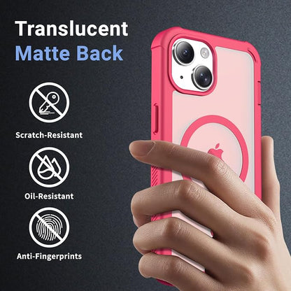 jaroco Magnetic for iPhone 15 Case, [Compatible with MagSafe][Military Grade Drop Protection][Heavy Duty Protection][Non-Slip][Shockproof] 2-Layer Durable Bumper Phone Case 6.1''-Rose
