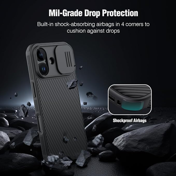 Nillkin Camshield Case for iPhone 17 Case, [Built-in Camera Cover][Slim Profile] [Military Grade Drop Protection] Shockproof Bumper iPhone 17 Case 6.3 inch 2025 Black