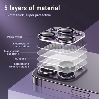 AFARER [2 Pack] Camera Lens Protector for iPhone 14Pro/iPhone 14 Pro Max, Ultra HD Camera Lens Protector, Upgraded Metal Tempered Glass Camera Cover, 9H Hardness Anti-Scratch Camera Protectors， Lens
