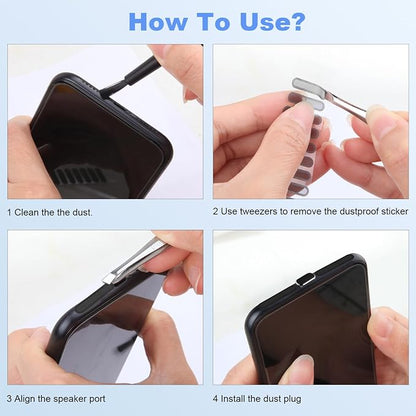 USB C Dust Plug for iPhone 15 16 17 Series, USB C Port Cover Phone Speaker Cover, Phone Charging Port Cleaner for Samsung Galaxy S23, S22 Ultra S21 FE S20, Note 20 and All Type-C Devices