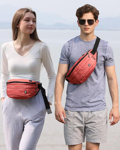 WATERFLY Running Belt Fanny Pack: Runner Marathon Jogging Waist Pack Sport Workout Exercise Fitness Phone Holder Belt for Men Women Jogger Slim Waistband Black