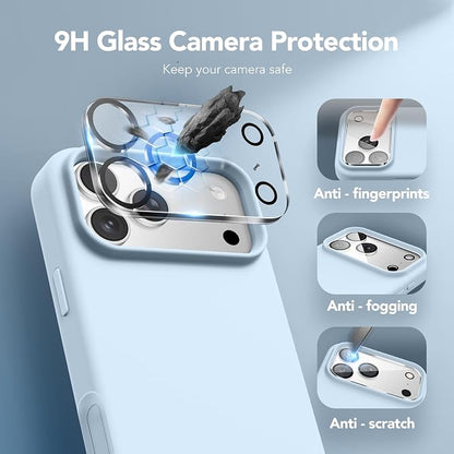 GONEZ Magnetic for iPhone 17 Pro Case, Compatible with MagSafe, [Screen Protector + Camera Lens Protector], Liquid Silicone Anti-Scratch Shockproof Protective Phone Case 6.3 inch, Blue