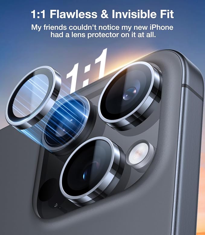 UltraGlass for iPhone 16 Pro Max/16 Pro Camera Lens Protector [NO.1 Military Grade Shatterproof] iPhone 16 Pro Max Camera Protector, 16 Pro Lens Cover [Longest Durable] Easy Install, Natural Titanium