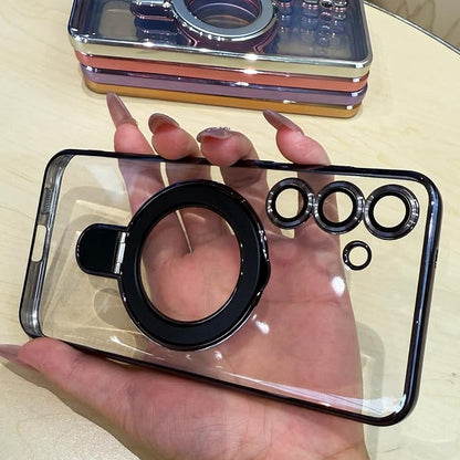 Magnetic Ring Case for Samsung Galaxy S24 Plus Case Kickstand Compatible with MagSafe Built-in Camera Lens Protector Shockproof Phone Case for Samsung S24Plus - Black