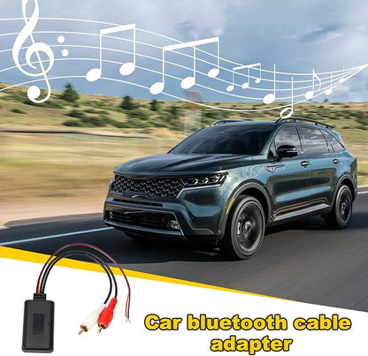 Car Wireless Bluetooth Cable Adapter, Universal Automotive Wireless Radio Stereo Connector with 2 RCA AUX Audio, Car Bluetooth 5.0 Module Music Receiver Fit Most Vehicles