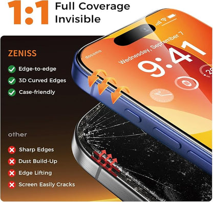 NeverBreak 9H+ Hardness for iPhone 16 Plus Screen Protector 12FT Military Grade Protection (Scratch, Shatter, Drop Resistance) 16Plus Tempered Glass Full Edge Coverage 6.7" 2 Pack Replacement Parts