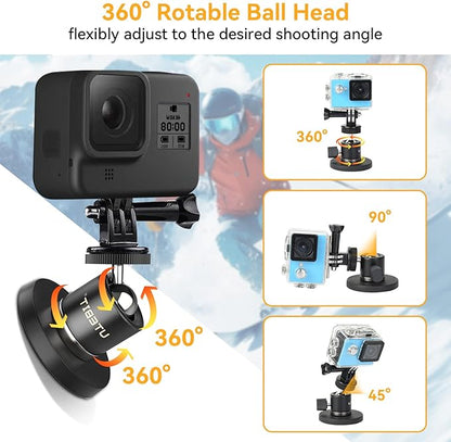 UTEBIT 66mm Magnetic Camera Mount 1/4 Thread, Gopro Magnet Car Screw Mount Set Black