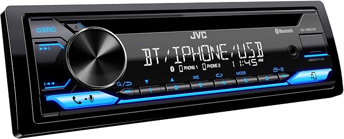 JVC KD-SR87BT Bluetooth CD Car Stereo with USB Port – AM/FM Radio, MP3 Player, High Contrast LCD, Detachable Face Plate – Single DIN – 13-Band EQ
