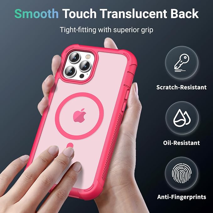 jaroco Magnetic for iPhone 12 Pro Max Case, [Compatible with MagSafe][Military Grade Drop Protection][Heavy Duty Protection][Non-Slip][Shockproof] 2-Layer Durable Bumper Phone Case 6.7''-Rose
