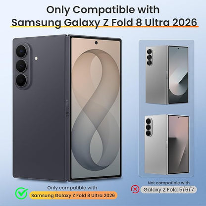 VEGO for Galaxy Z Fold 8 Ultra Case with Hinge & Privacy Screen Protector | Slide Camera Cover & Rotat Kickstand Military-Grade Drop Protection Shockproof Phone Case for Samsung Fold 8 Ultra 2026-Blue