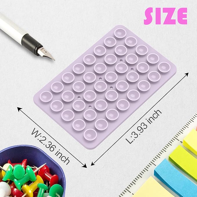 Double Sided Silicone Suction Phone Holder Mount, Silicon Accessory for iPhone and Android, Hands-Free Mirror Shower Phone Holder, TikTok Videos and Selfies (Pink+Violet)