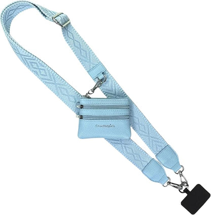 Save the Girls Original Clip and Go Phone Strap Pattern - Crossbody Phone Strap Chain with Zipper Wallet Pouch
