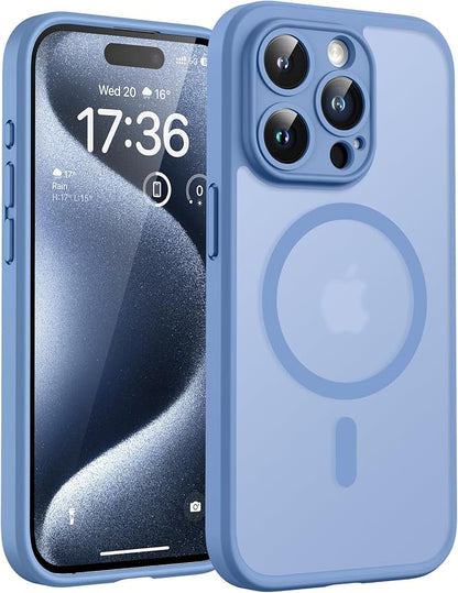 TOCOL for Phone 15 Pro Max Case, Compatible with Magsafe Charger, Full Camera Protection, Drop Protection, Translucent Matte Phone Case for iPhone 15 Pro Max 6.7 inch (Light Blue)
