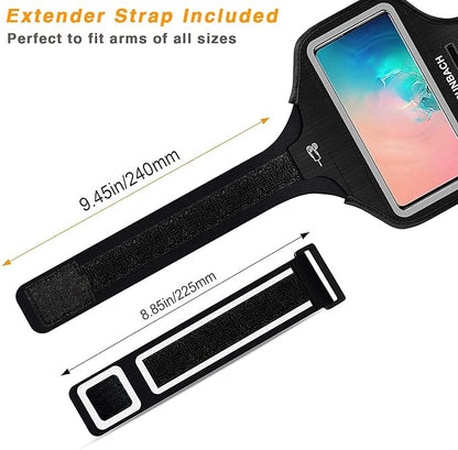 Armband for Samsung Galaxy S26+/S25+/S24+/S23+/S22+/S20+/S10+/S9+/S8+, Running Exercise Gym Bag with Key Holder and Card Slot (Black)