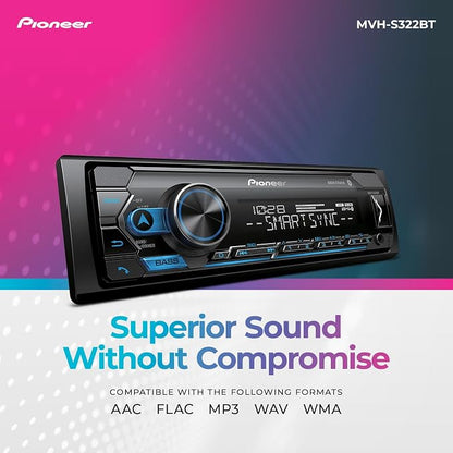 Pioneer MVH-S322BT Bluetooth Car Stereo with USB/AUX Inputs, Smartphone Connectivity, Pioneer Smart Snyc, and Hands-Free Calling for Enhanced in-Car Audio Experience
