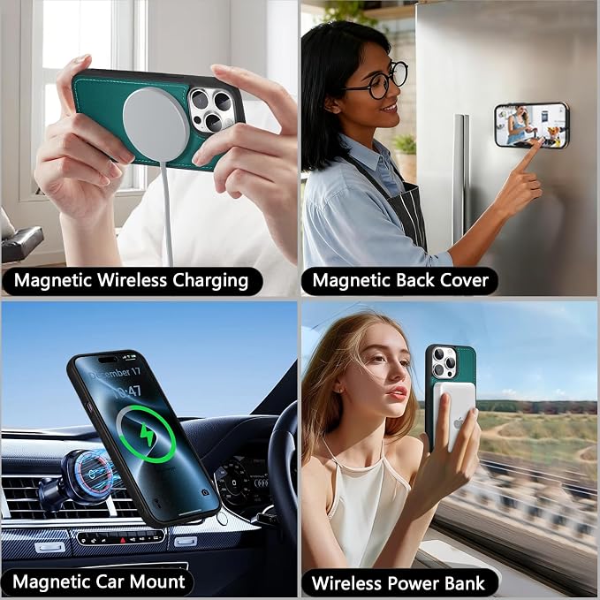 Wallet Case for iPhone 15 Pro Max with Card Holder/Crossbody Wallet/Strap| RFID Blocking | Magnetic | Kickstand | Detachable | PU Leather Phone Case for iPhone 15 Pro Max,6.7 in,Green