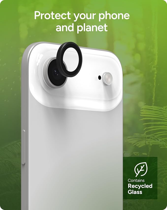 ZAGG iPhone Camera Lens Protector for iPhone Air - Black, Camera Ring, Maximum Impact & Scratch Protection, Anti-Reflective Technology, Smudge-Resistant, Precise Fit, Glass Elite