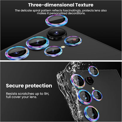 Tensea [3+2PCS for Samsung Galaxy S22 Ultra Camera Lens Protector, 9H Tempered Glass Camera Cover Screen Protector Metal Individual Ring, S22 Ultra 5G 2022 [Installation Tray][Removal tool]- Colorful