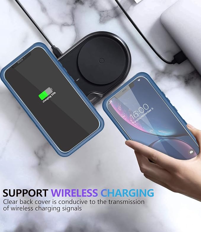 Diverbox Designed for iPhone Xr case with Screen Protector Heavy Duty Shockproof Shock-Resistant Cases for Apple iPhone Xr Phone (Blue+Screen Protector)