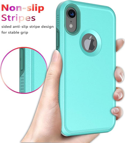 Diverbox for iPhone XR Case [Tempered Glass Screen Protector] [Shockproof] [Dropproof] Heavy Duty Protection Phone Case Cover for Apple iPhone XR (Teal)