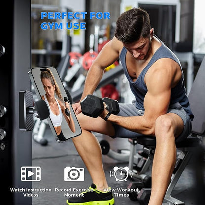 Magnetic Phone Holder for Gym- 360° Adjustable Strong Magnet Phone Mount for Video Recording, Compatible with iPhone, Android, All Smartphones, Gym Accessories for Men& Women