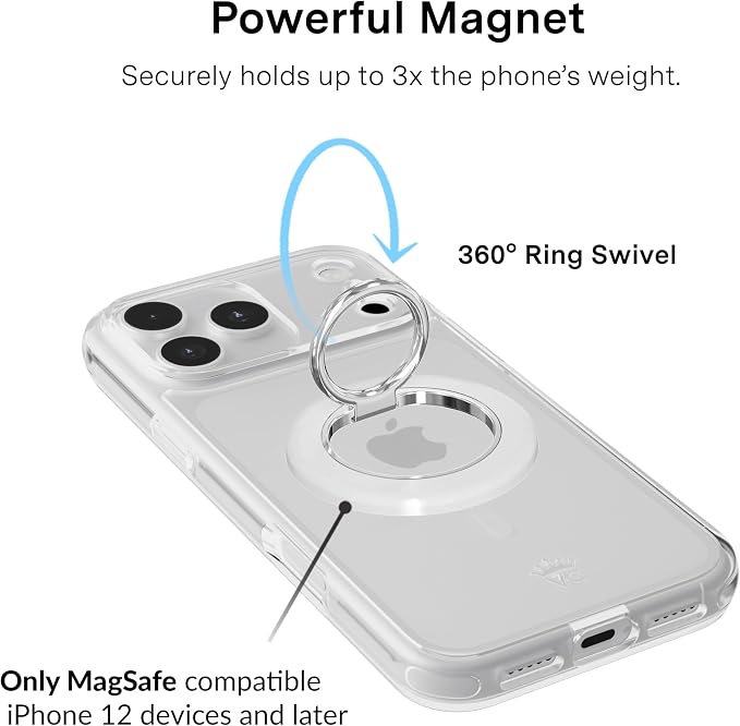 VELVET CAVIAR Compatible with MagSafe Phone Grip 2.0 | Cute Magnetic Ring Holder | Finger Loop Kickstand | Pop On Accessory for iPhone 17, 16, 15, 14, 13, 12 | White