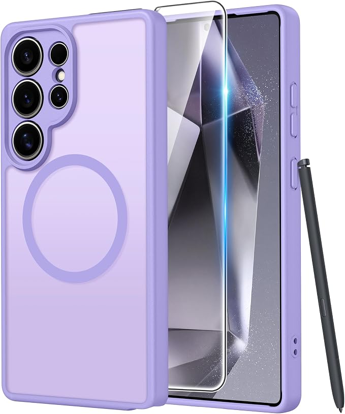 FNTCASE for Samsung Galaxy S24 Ultra Case, Compatible with Magsafe | Screen Protector, Full Camera Protection, Translucent Matte, 14FT Military Grade Drop Proof, Protective Phone Cover