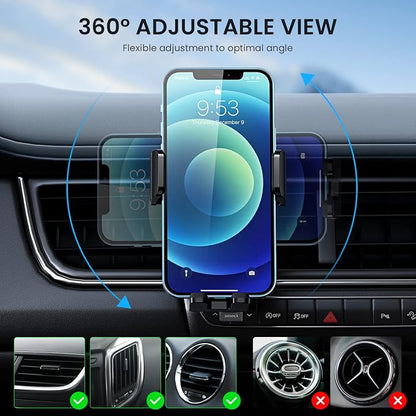 Qifutan Phone Mount for Car Vent [Upgraded Metal Clip] Cell Phone Holder Car Hands Free Cradle in Vehicle Car Phone Holder Mount for Smartphone, iPhone, Cell Phone Automobile Cradles Universal