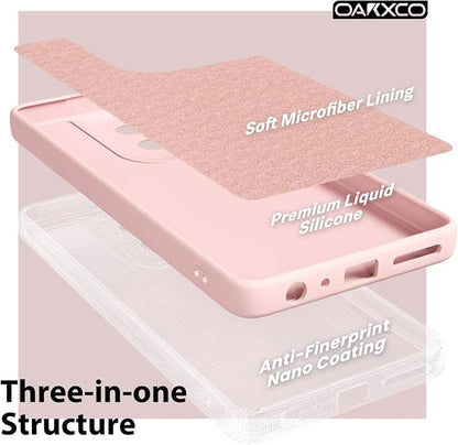 oakxco for Motorola Moto G Power 2025 Case Liquid Silicone, Cute Thin Slim Grip Soft Rubber Gel for Women Men, Smooth Matte TPU Plain Solid Color Girly Simple Case with Camera Cover, Light Pink