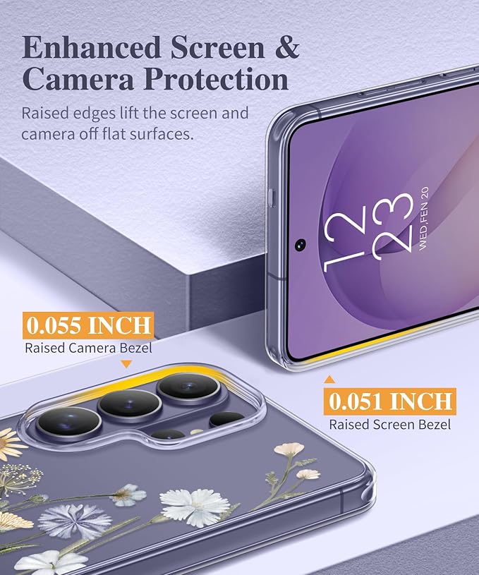 GVIEWIN for Samsung Galaxy S26 Ultra Case, Clear Floral Slim Shockproof Protective Women Phone Case, Non-Yellowing, with Screen Protector & Camera Lens Protector for S26 Ultra 6.9", Vibrant Spring
