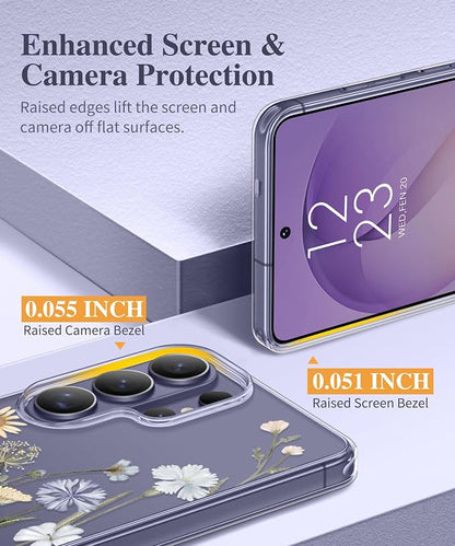 GVIEWIN for Samsung Galaxy S26 Ultra Case, Clear Floral Slim Shockproof Protective Women Phone Case, Non-Yellowing, with Screen Protector & Camera Lens Protector for S26 Ultra 6.9", Vibrant Spring