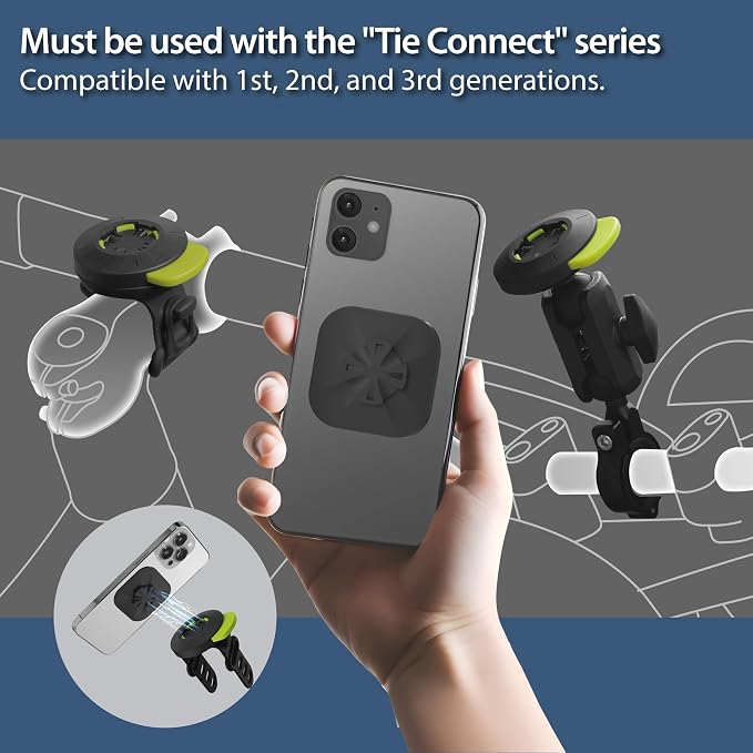 Bone Bike Tie Connect Kit 3 - Sticker, Magnetic Bicycle Phone Mount for Stem, Detachable & 360° Rotatable Silicone MTB Holder, Cycling Phone Carrier for iPhone & 4.7"–7.2" Smartphones (Stem)