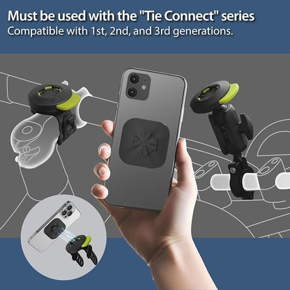 Bone Bike Tie Connect Kit 3 - Sticker, Magnetic Bicycle Phone Mount for Stem, Detachable & 360° Rotatable Silicone MTB Holder, Cycling Phone Carrier for iPhone & 4.7"–7.2" Smartphones (Stem)