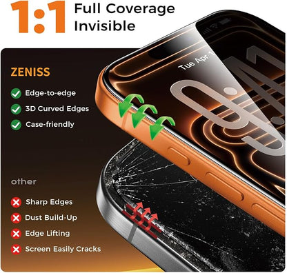 NeverBreak 9H+ Hardness for iPhone 17 Pro Privacy Screen Protector 12FT Military Grade Protection (Scratch, Shatter, Drop Resistance) Tempered Glass Full Coverage 6.3", 2 Pack with De-Bubble Card