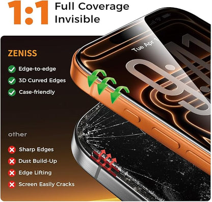 NeverBreak 9H+ Hardness for iPhone 17 Pro Max Privacy Screen Protector 12FT Military Grade Protection (Scratch, Shatter, Drop Resistance) Tempered Glass Full Coverage 6.9", 2 Pack with De-Bubble Card