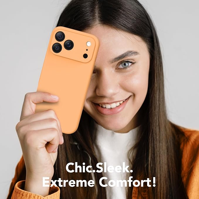 Magnetic for iPhone 17 Pro Case, Compatible with MagSafe, [Full Camera Protection][Screen Protector] Silicone Shockproof Protective Phone Case for iPhone 17 Pro 6.3", Cantaloupe