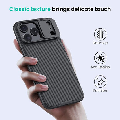 Nillkin for iPhone 17 Pro Max Case with Slide Camera Cover, Thin Slim Fit, Shockproof Protective, Protector Privacy, Phone Case iPhone 17 Pro Max Camera Lens Protector 6.9 inch, Black