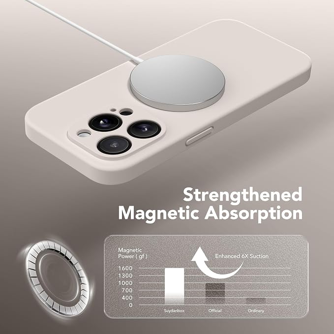 Magnetic for iPhone 13 Pro Max Case, Compatible with MagSafe, [Full Camera Protection][Screen Protector] Silicone Shockproof Protective Phone Case for iPhone 13 Pro Max 6.7", Stone